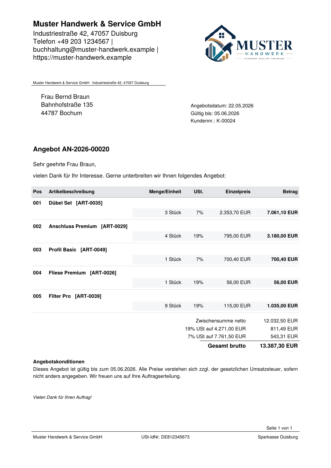 Angebot als PDF