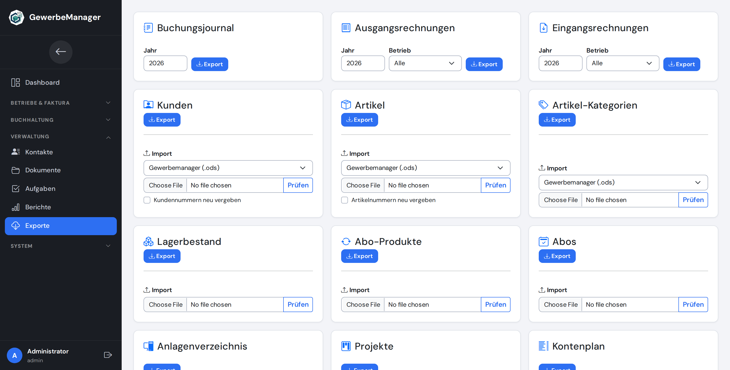 Import- und Exportbereich