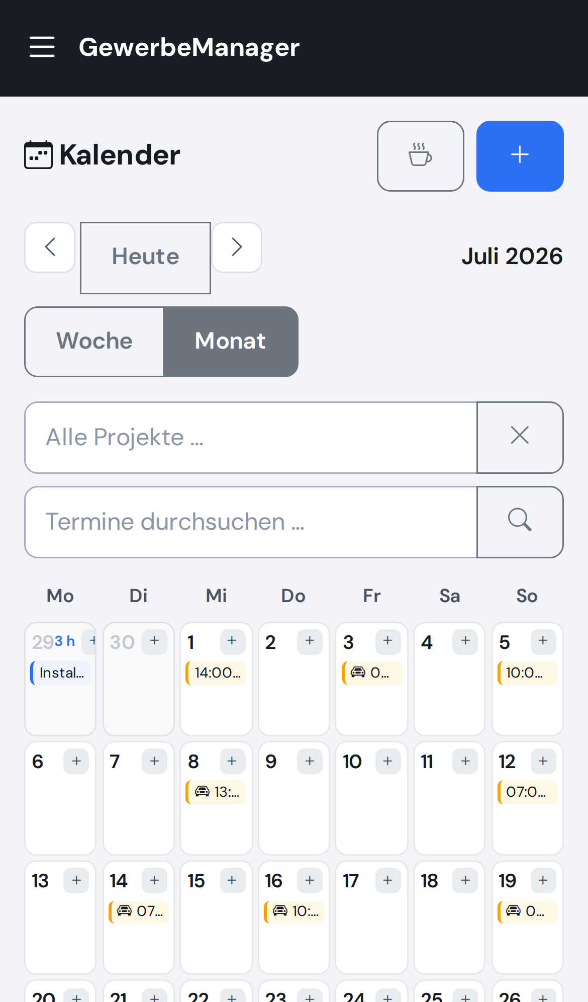 Kalender auf dem Smartphone
